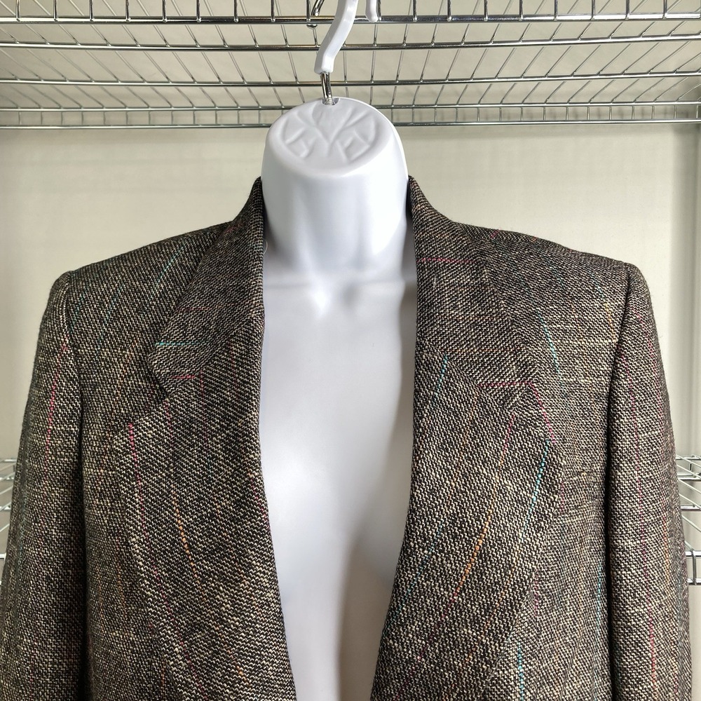 VTG 90 BRETTON PLACE Gray Wool-Blend Tweed Blazer Sz 6 Old Money Academia Preppy - Picture 7 of 12